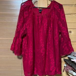 Scarlet red lace overlay too